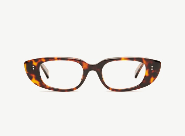Front view of a pair of eyeglasses called the Darling in Tortoise