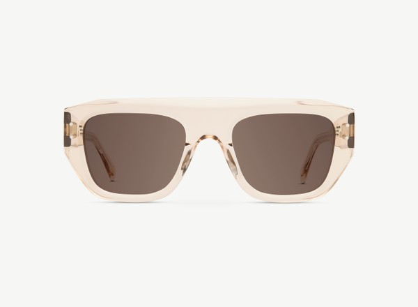 Front view of a pair of eyeglasses called the Stark in Nude