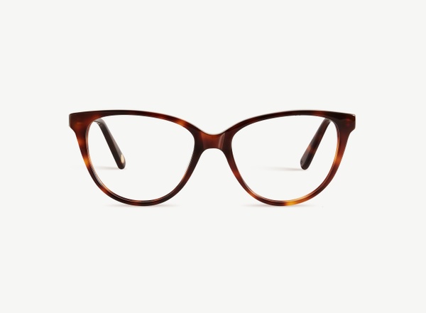 Front view of a pair of eyeglasses called the Cutie in Cognac