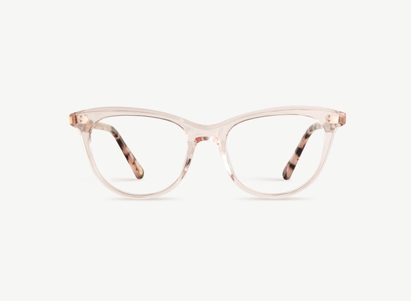 Front view of a pair of eyeglasses called the Ballerina in Rose