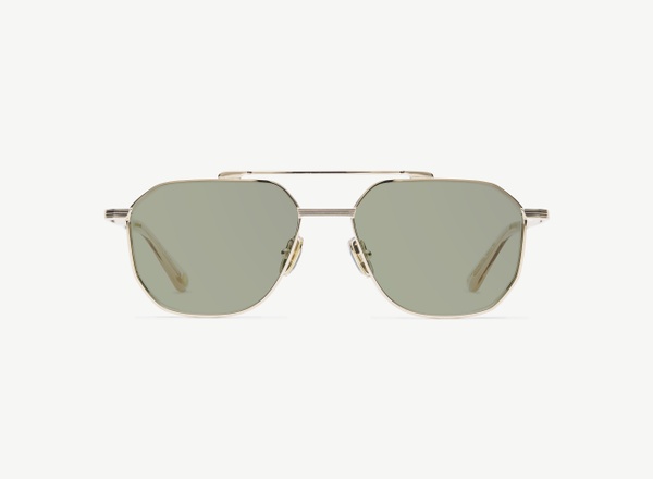 Front view of a pair of eyeglasses called the Maverick in Gold