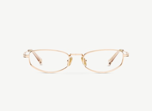 Front view of a pair of eyeglasses called the Whisperer in Gold