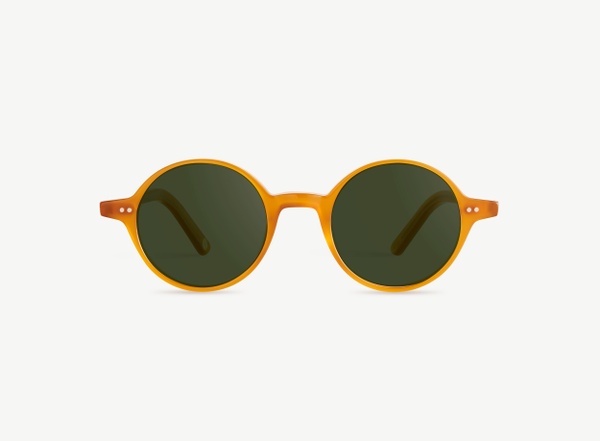 Front view of a pair of eyeglasses called the Visionary in Marigold