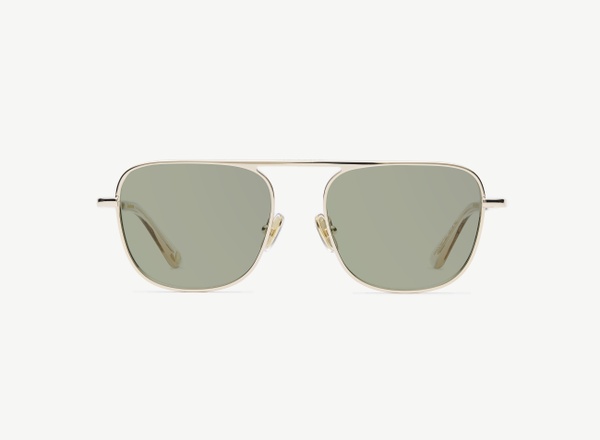 Front view of a pair of eyeglasses called the Pioneer in Gold