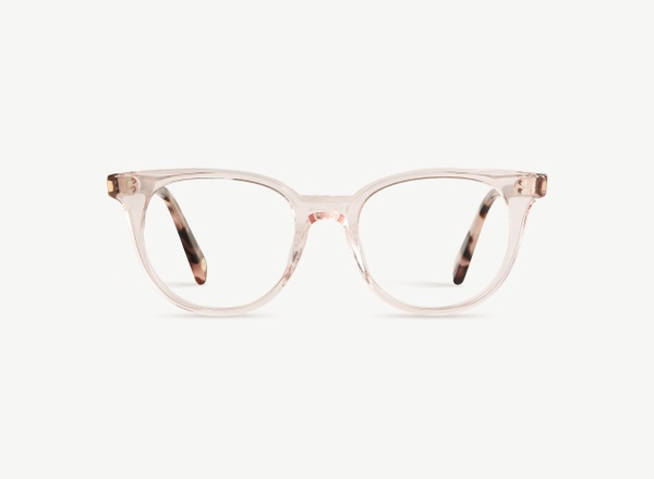 Front view of a pair of eyeglasses called the Aesthete in Rose