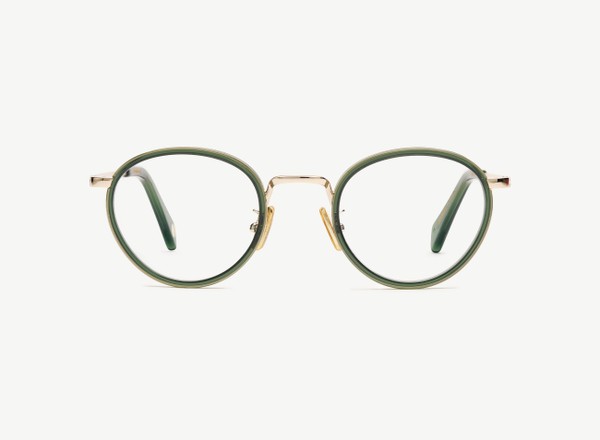 Front view of a pair of eyeglasses called the Author in Jade