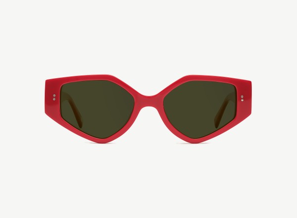 Front view of a pair of eyeglasses called the Violinist in Ruby