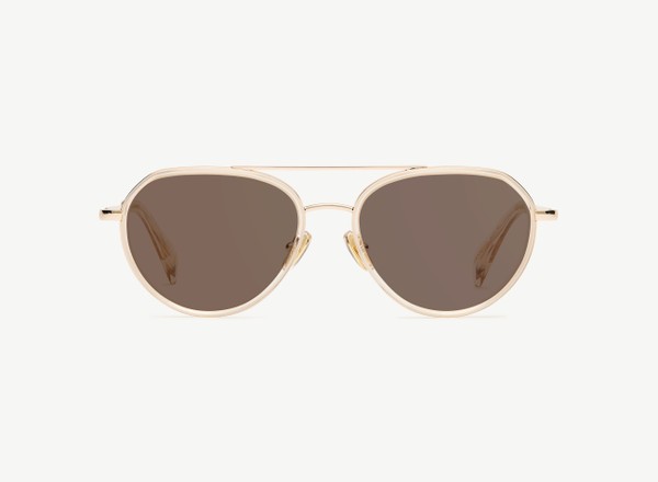 Front view of a pair of eyeglasses called the Voyager in Nude