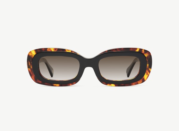 Front view of a pair of eyeglasses called the Serene in Black Fuse
