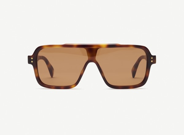 Front view of a pair of eyeglasses called the Rider in Tortoise