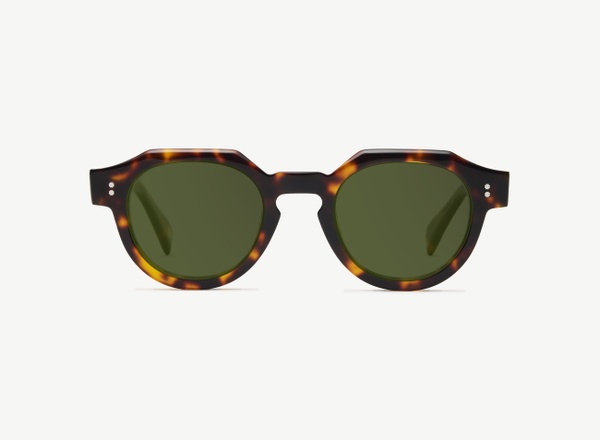 Front view of a pair of eyeglasses called the Pathfinder in Tortoise