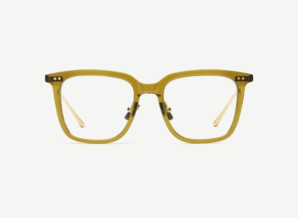 Front view of a pair of eyeglasses called the Manager in Olive