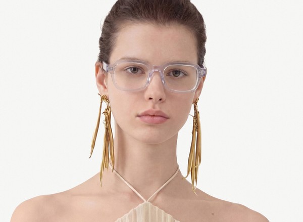 Front view of a pair of eyeglasses called the Prophet in Crystal