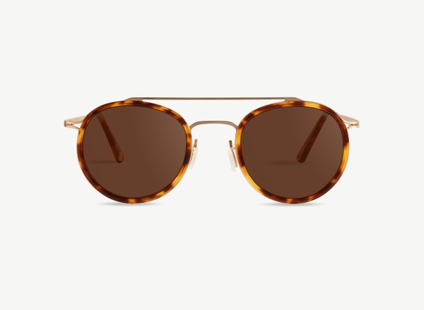 Front view of a pair of eyeglasses called the Player in Caramel
