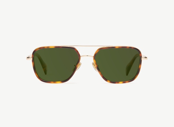Front view of a pair of eyeglasses called the Commander in Tortoise