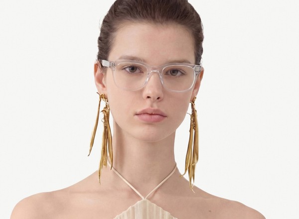 Front view of a pair of eyeglasses called the Creator in Crystal