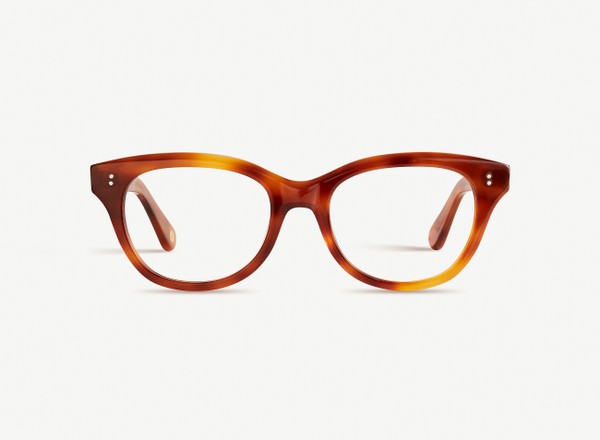 Front view of a pair of eyeglasses called the Soulmate in Amber