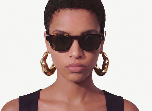 Front view of a pair of eyeglasses called the Cosmonaut in Tortoise