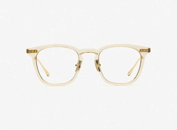 Front view of a pair of eyeglasses called the Trader in Nude