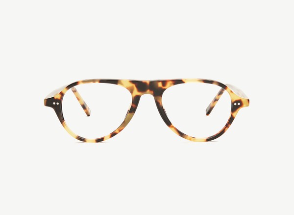 Front view of a pair of eyeglasses called the Pilot in Turtle