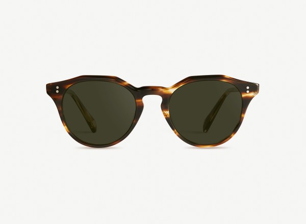 Front view of a pair of eyeglasses called the Maestro in Tobacco