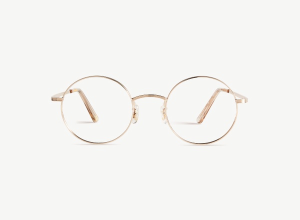 Front view of a pair of eyeglasses called the Stargazer in Gold