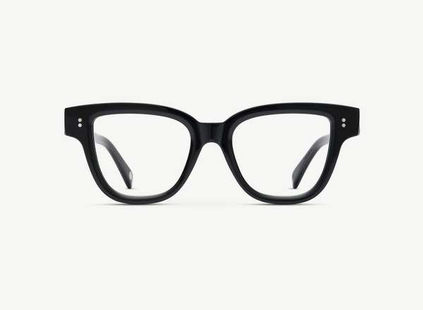 Front view of a pair of eyeglasses called the Singer in Black