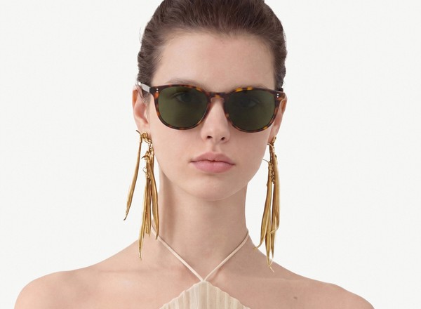 Front view of a pair of eyeglasses called the Pal in Tortoise