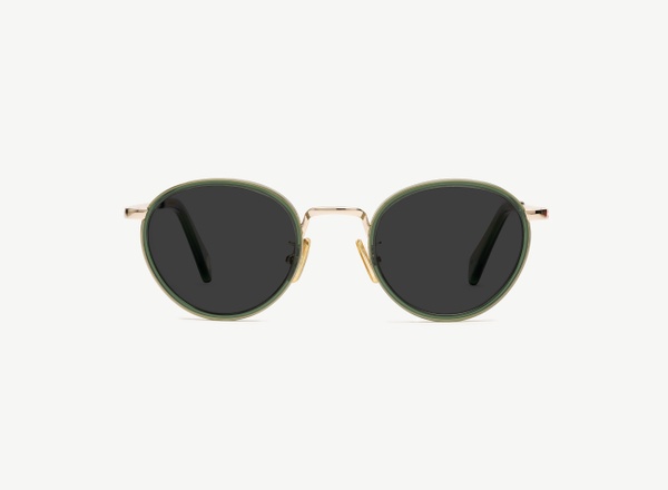 Front view of a pair of eyeglasses called the Author in Jade