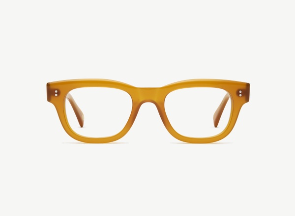 Front view of a pair of eyeglasses called the Navigator in Marigold