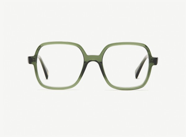 Front view of a pair of eyeglasses called the Reporter in Jade