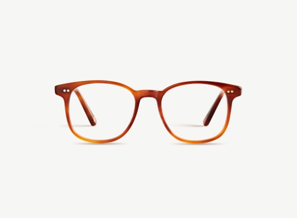 Front view of a pair of eyeglasses called the Wonder in Amber