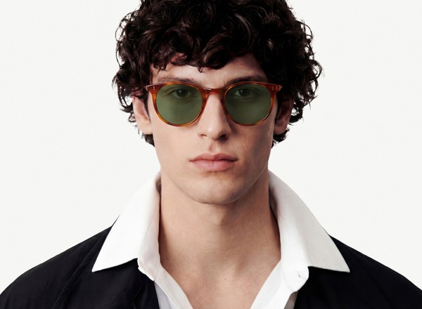 Front view of a pair of eyeglasses called the Parisian in Amber