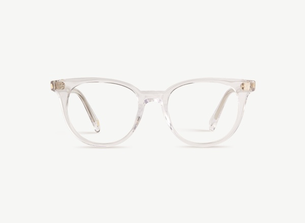 Front view of a pair of eyeglasses called the Aesthete in Crystal