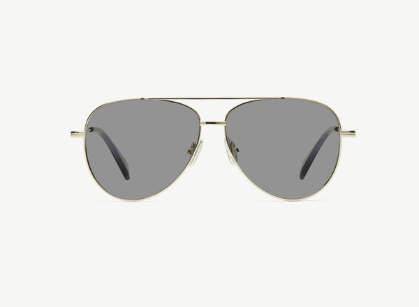 Front view of a pair of eyeglasses called the Soldier in Silver