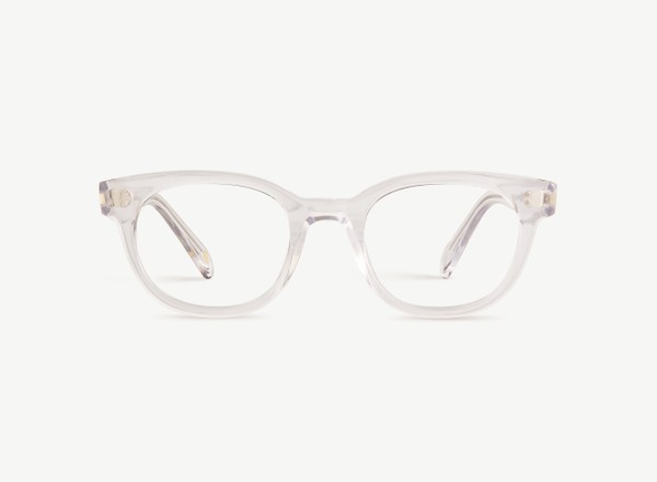 Front view of a pair of eyeglasses called the Epicure in Crystal