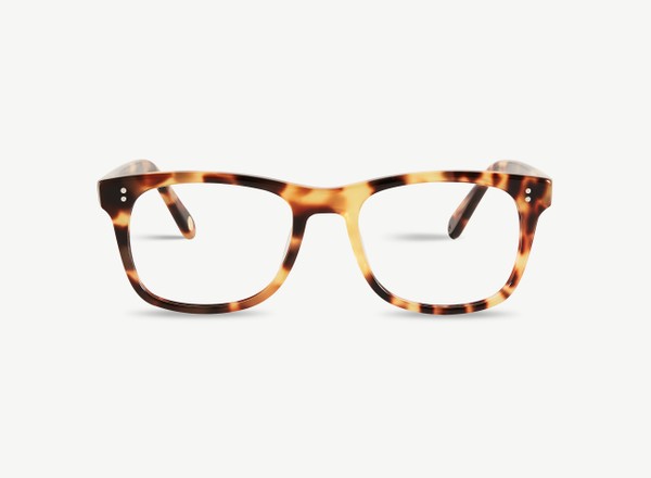 Front view of a pair of eyeglasses called the Founder in Camel