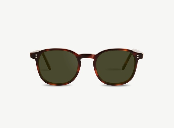 Front view of a pair of eyeglasses called the Idealist in Cognac