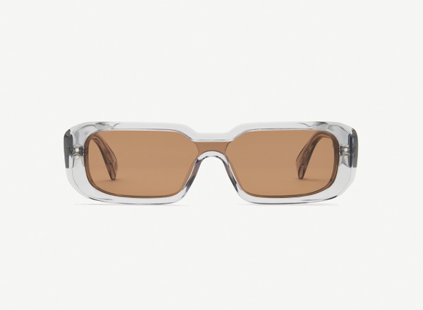 Front view of a pair of eyeglasses called the Cyclops in Smoke