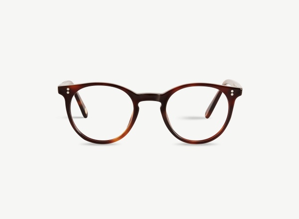Front view of a pair of eyeglasses called the Traveller in Cognac