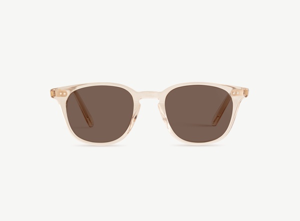 Front view of a pair of eyeglasses called the Samaritan in Nude