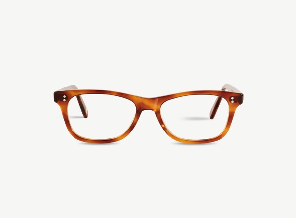 Front view of a pair of eyeglasses called the Romantic in Honey