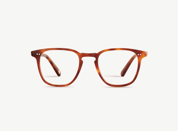 Front view of a pair of eyeglasses called the Architect in Amber