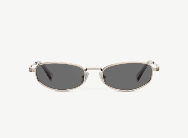 Front view of a pair of eyeglasses called the Whisperer in Gunmetal