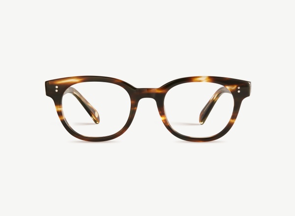 Front view of a pair of eyeglasses called the Epicure in Tobacco