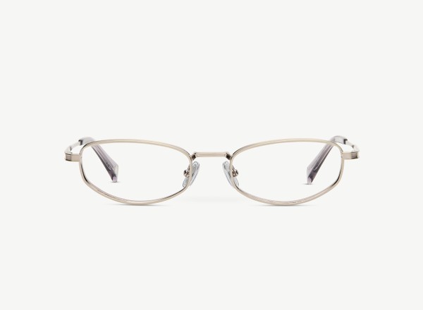 Front view of a pair of eyeglasses called the Whisperer in Gunmetal