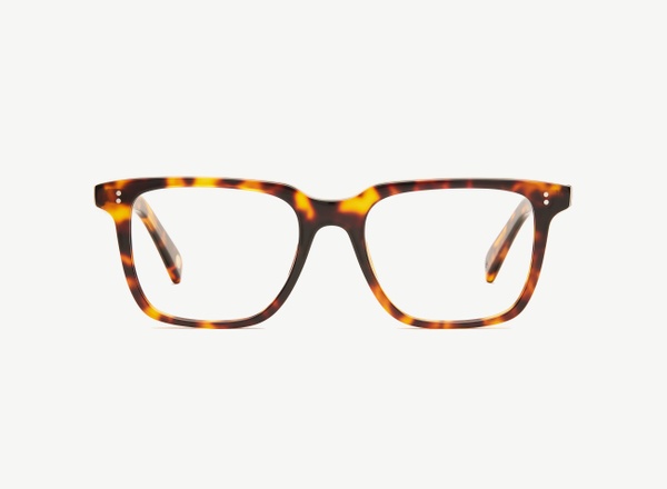 Front view of a pair of eyeglasses called the Leader in Tortoise