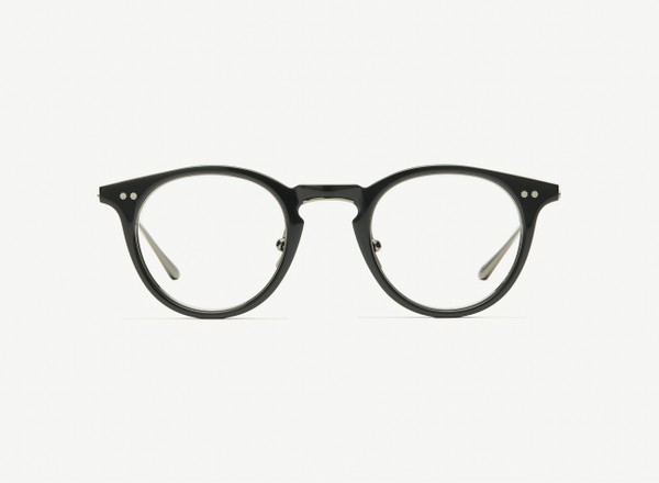 Front view of a pair of eyeglasses called the Alchemist in Black