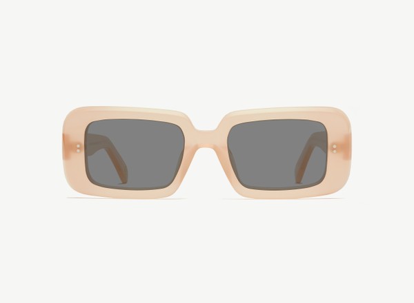 Front view of a pair of eyeglasses called the Boss in Coral