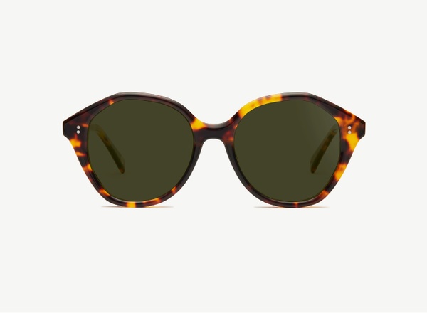 Front view of a pair of eyeglasses called the Angel in Tortoise